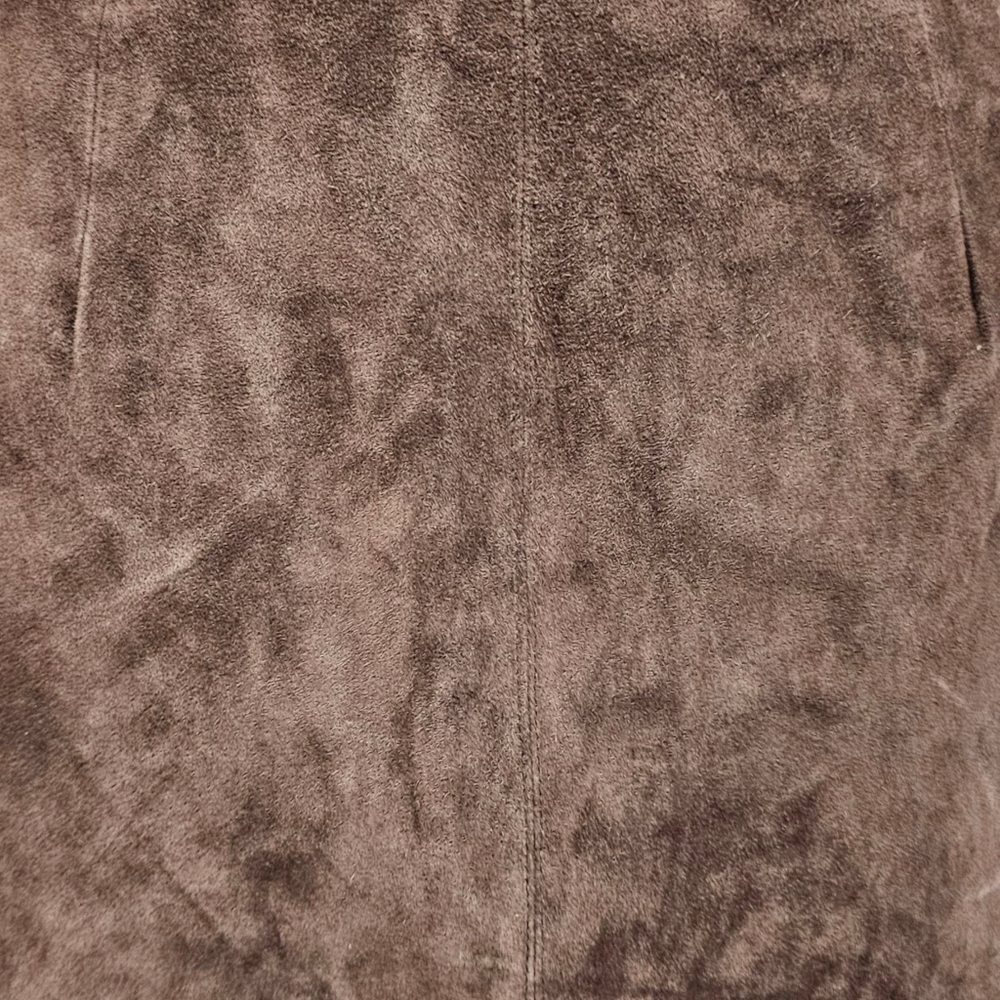 Vintage Y2k Nwt BRANDON THOMAS Real Suede Brown A-Line Long Skirt 10 - Picture 5 of 7